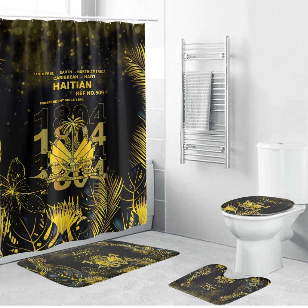 Haiti 1804 Bathroom Set Gold Tropical Leaves And Coat Of Arms