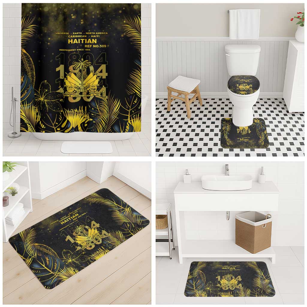 Haiti 1804 Bathroom Set Gold Tropical Leaves And Coat Of Arms