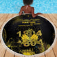 Haiti 1804 Beach Blanket Gold Tropical Leaves And Coat Of Arms - African Pride