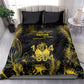 Haiti 1804 Bedding Set Gold Tropical Leaves And Coat Of Arms - African Pride