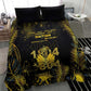Haiti 1804 Bedding Set Gold Tropical Leaves And Coat Of Arms - African Pride