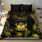 Haiti 1804 Bedding Set Gold Tropical Leaves And Coat Of Arms - African Pride