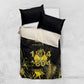 Haiti 1804 Bedding Set Gold Tropical Leaves And Coat Of Arms - African Pride