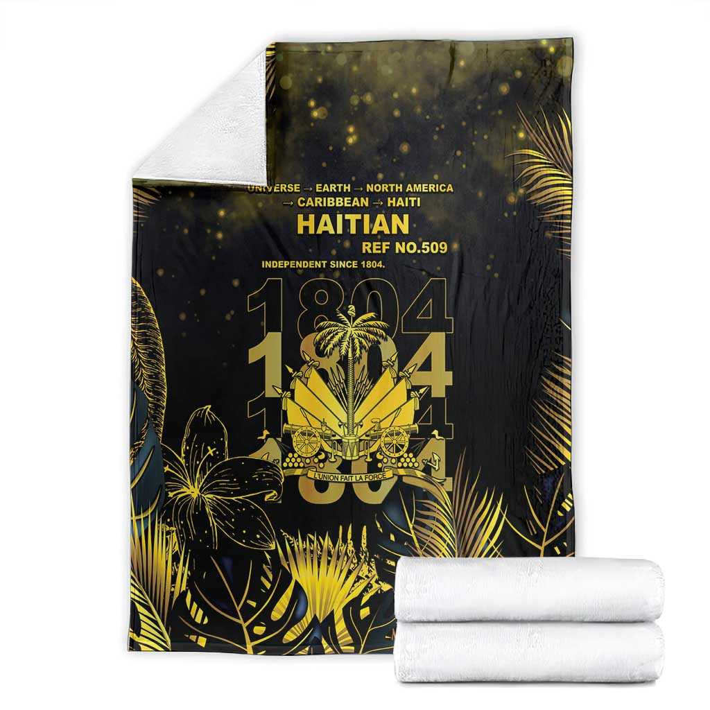 Haiti 1804 Blanket Gold Tropical Leaves And Coat Of Arms - African Pride