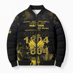 Haiti 1804 Bomber Puffer Jacket Gold Tropical Leaves And Coat Of Arms