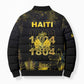 Haiti 1804 Bomber Puffer Jacket Gold Tropical Leaves And Coat Of Arms