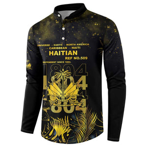 Haiti 1804 Button Sweatshirt Gold Tropical Leaves And Coat Of Arms