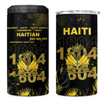 Haiti 1804 4 in 1 Can Cooler Tumbler Gold Tropical Leaves And Coat Of Arms - African Pride