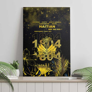 Haiti 1804 Canvas Wall Art Gold Tropical Leaves And Coat Of Arms - African Pride