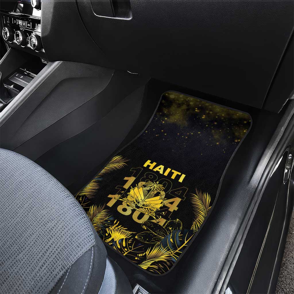 Haiti 1804 Car Mats Gold Tropical Leaves And Coat Of Arms - African Pride