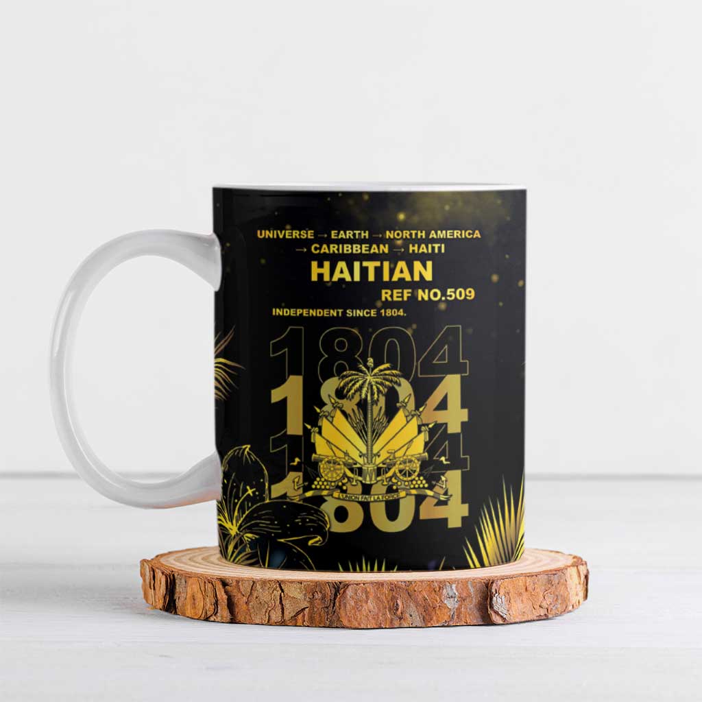 Haiti 1804 Ceramic Mug Gold Tropical Leaves And Coat Of Arms