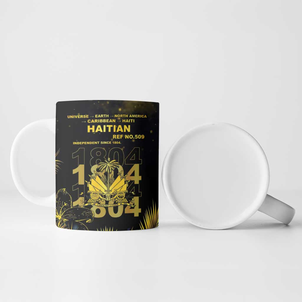 Haiti 1804 Ceramic Mug Gold Tropical Leaves And Coat Of Arms