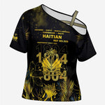 Haiti 1804 Cross Shoulder Shirt Gold Tropical Leaves And Coat Of Arms