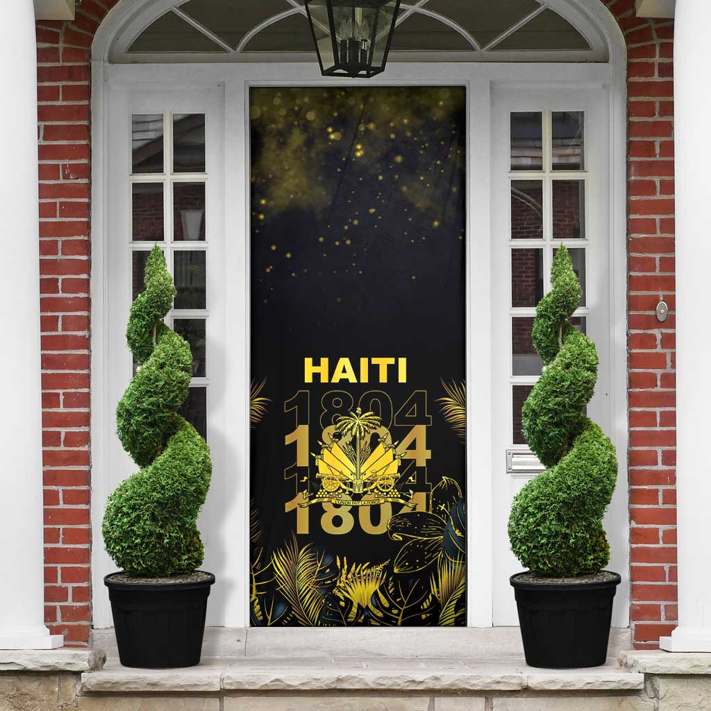 Haiti 1804 Door Cover Gold Tropical Leaves And Coat Of Arms