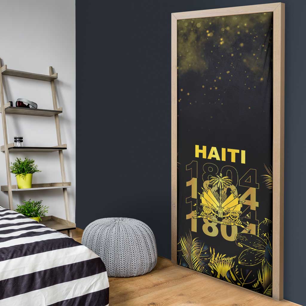 Haiti 1804 Door Cover Gold Tropical Leaves And Coat Of Arms