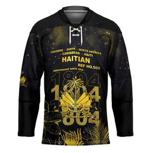 Haiti 1804 Hockey Jersey Gold Tropical Leaves And Coat Of Arms