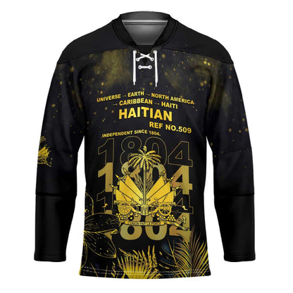 Haiti 1804 Hockey Jersey Gold Tropical Leaves And Coat Of Arms