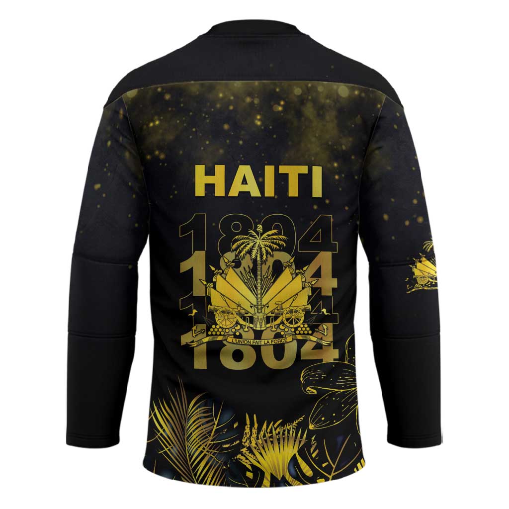 Haiti 1804 Hockey Jersey Gold Tropical Leaves And Coat Of Arms