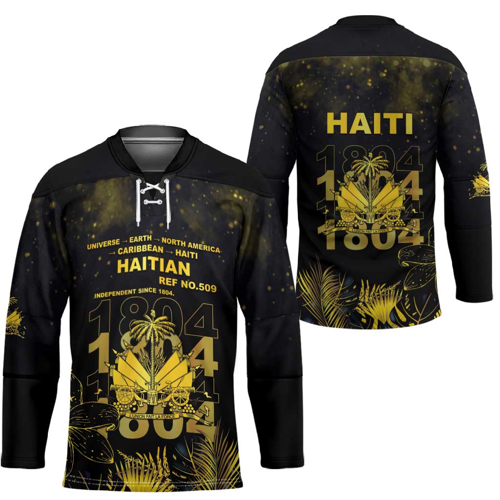 Haiti 1804 Hockey Jersey Gold Tropical Leaves And Coat Of Arms
