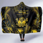 Haiti 1804 Hooded Blanket Gold Tropical Leaves And Coat Of Arms - African Pride