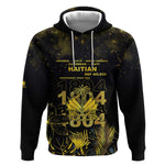 Haiti 1804 Hoodie Gold Tropical Leaves And Coat Of Arms - African Pride