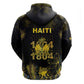 Haiti 1804 Hoodie Gold Tropical Leaves And Coat Of Arms - African Pride
