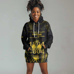 Haiti 1804 Hoodie Dress Gold Tropical Leaves And Coat Of Arms - African Pride