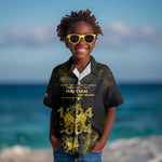 Haiti 1804 Kid Hawaiian Shirt Gold Tropical Leaves And Coat Of Arms - African Pride