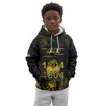 Haiti 1804 Kid Hoodie Gold Tropical Leaves And Coat Of Arms - African Pride