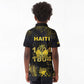 Haiti 1804 Kid Polo Shirt Gold Tropical Leaves And Coat Of Arms - African Pride