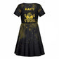 Haiti 1804 Kid Short Sleeve Dress Gold Tropical Leaves And Coat Of Arms - African Pride