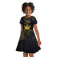 Haiti 1804 Kid Short Sleeve Dress Gold Tropical Leaves And Coat Of Arms - African Pride