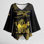 Haiti 1804 Kimono Sleeve Blouse Gold Tropical Leaves And Coat Of Arms