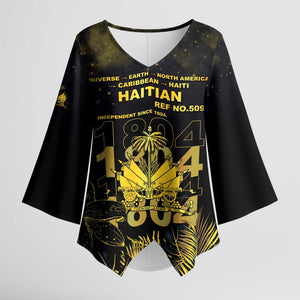 Haiti 1804 Kimono Sleeve Blouse Gold Tropical Leaves And Coat Of Arms