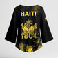 Haiti 1804 Kimono Sleeve Blouse Gold Tropical Leaves And Coat Of Arms