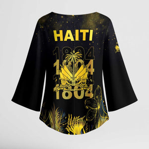Haiti 1804 Kimono Sleeve Blouse Gold Tropical Leaves And Coat Of Arms