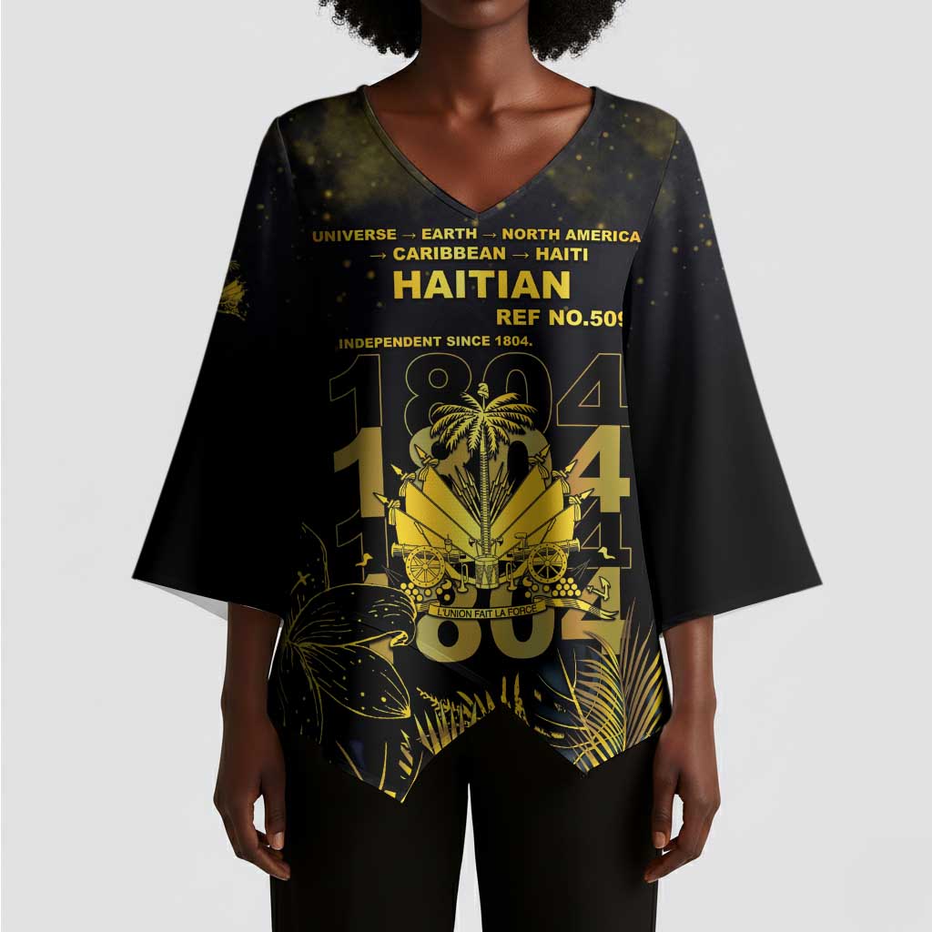 Haiti 1804 Kimono Sleeve Blouse Gold Tropical Leaves And Coat Of Arms