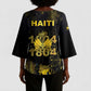 Haiti 1804 Kimono Sleeve Blouse Gold Tropical Leaves And Coat Of Arms
