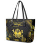 Haiti 1804 Leather Tote Bag Gold Tropical Leaves And Coat Of Arms - African Pride