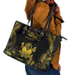 Haiti 1804 Leather Tote Bag Gold Tropical Leaves And Coat Of Arms - African Pride