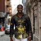 Haiti 1804 Long Sleeve Button Shirt Gold Tropical Leaves And Coat Of Arms - African Pride