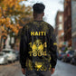Haiti 1804 Long Sleeve Shirt Gold Tropical Leaves And Coat Of Arms - African Pride