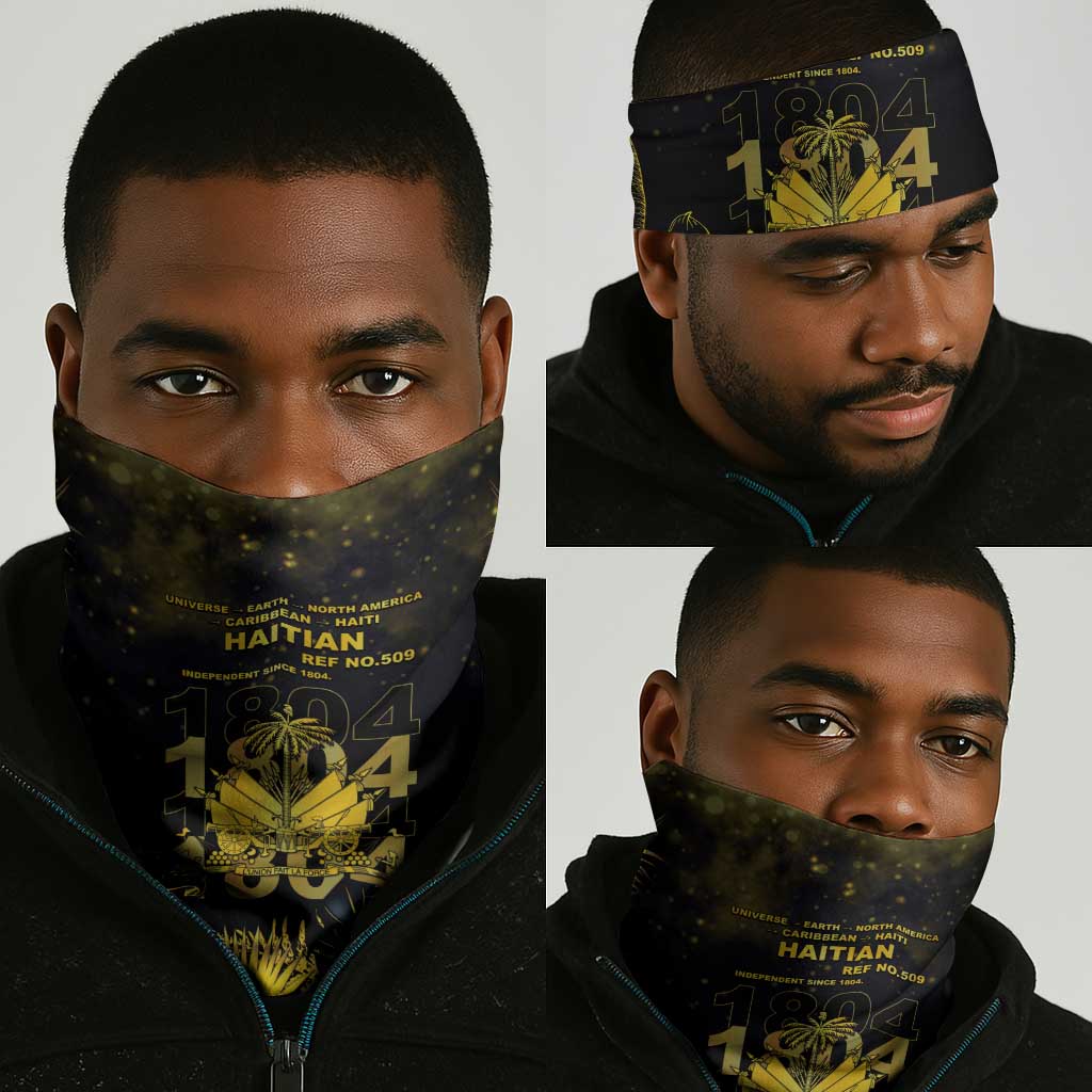 Haiti 1804 Neck Gaiter Gold Tropical Leaves And Coat Of Arms - African Pride