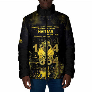 Haiti 1804 Padded Jacket Gold Tropical Leaves And Coat Of Arms