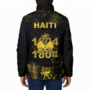 Haiti 1804 Padded Jacket Gold Tropical Leaves And Coat Of Arms