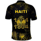 Haiti 1804 Polo Shirt Gold Tropical Leaves And Coat Of Arms - African Pride
