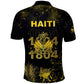 Haiti 1804 Polo Shirt Gold Tropical Leaves And Coat Of Arms LT05