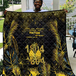 Haiti 1804 Quilt Gold Tropical Leaves And Coat Of Arms - African Pride