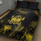 Haiti 1804 Quilt Bed Set Gold Tropical Leaves And Coat Of Arms - African Pride