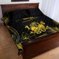 Haiti 1804 Quilt Bed Set Gold Tropical Leaves And Coat Of Arms - African Pride